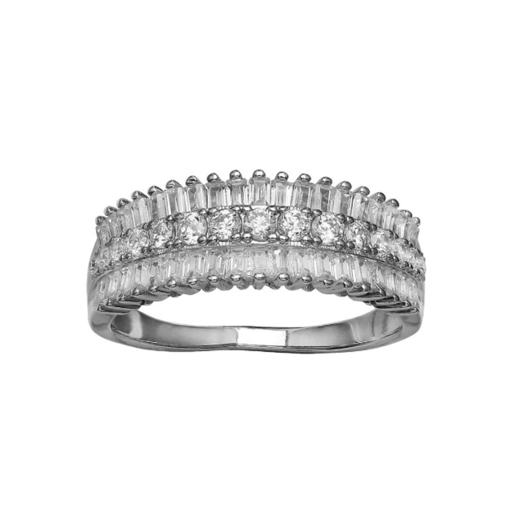 1 ct. Sterling Silver Triple Row Ring
